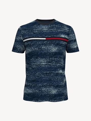 Férfi Tommy Hilfiger Essential bar flag Póló Kék | HU 808AHK